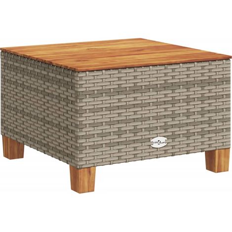 Mesa de jardín ratán sintético madera acacia gris 55x55x36 cm vidaXL