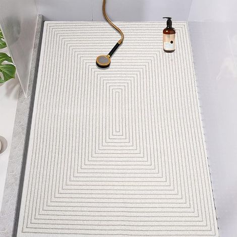 Non Slip Shower Mat PVC Soft Shower Mat with Drainage Holes and Suction Cups Quick Dry for Shower and Tub 60 x 90cm (1/5)