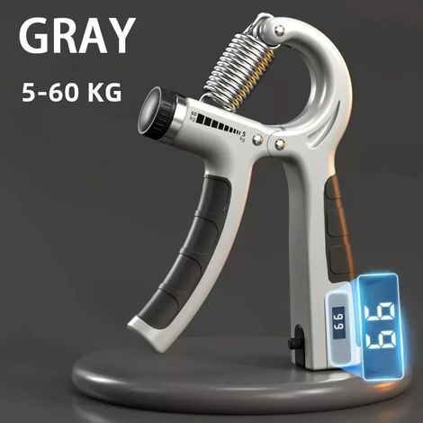 Appareil de musculation à prise réglable (gris amélioré), poids de 5 à 60 kg, avec compteur (1/5)