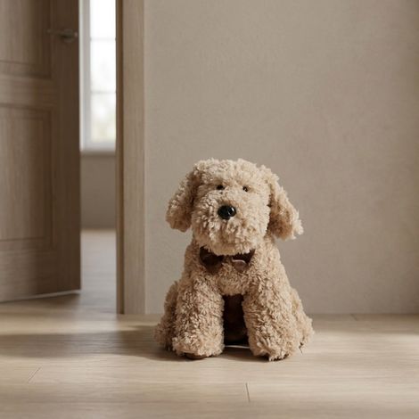 Curly Beige Cockapoo Dog Door Stop (1/2)