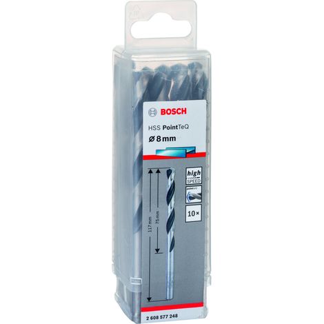 Broca para metal HSS-RPointTeQ DIN338 8.0 x75x117 (10 uds.) BOSCH 2608577248