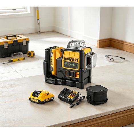 Niveau laser Dewalt DW089LG 16 lignes vert auto-nivelant 12V, outil précis pour bricolage et travaux maison (1/4)