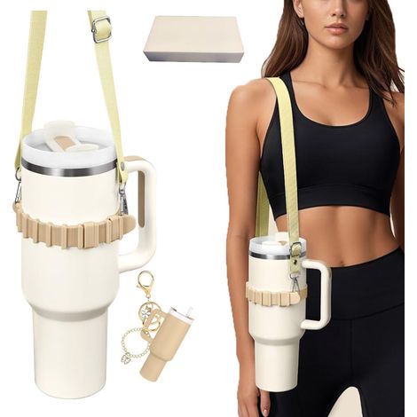 Portabotellas con correa para el hombro para accesorios de botellas de agua, correa ajustable para el hombro, compatible con Stanley Tumbler, Ow-ala, Hydroflask, YE-TI, etc. (1/5)