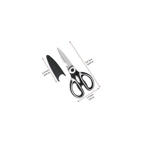 Robustes Küchenschere-Set, 2-teilig, scharfe Edelstahl-Küchenschere mit Deckel, vielseitige Küchenschere für Fleisch - Crezuo