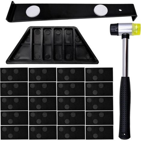 23 Pièces Kit Pose Parquet Stratifié, Outil Installation Sol Flottant avec 20 Cales, Barre de Traction, Marteau Double Tête et Cale de Frappe, Compatible Parquet Flottant (1/5)