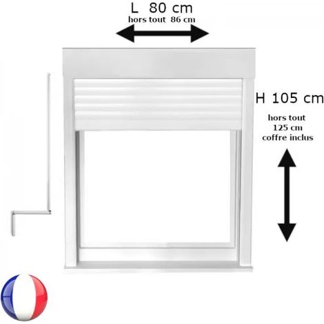 Fenêtre PVC 1 vantail oscillo-battant avec volet roulant manivelle H 105 x L 80 cm pour pose en neuf - tirant gauche
