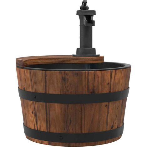 Fontaine à eau avec pompe 28x28x34,5 cm Bois de sapin massif (1/5)