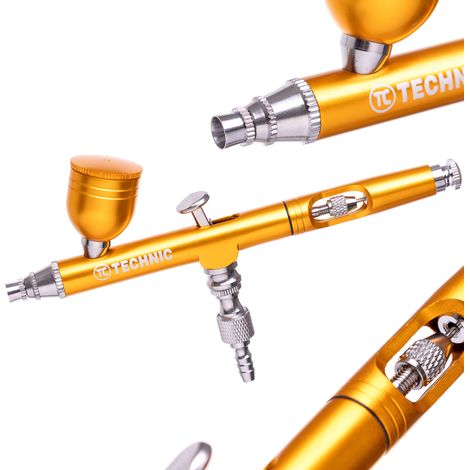 Aerógrafo de modelado con boquilla de 0,3 mm B-130 DOBLE ACCIÓN GOLD MINI Gun (1/5)