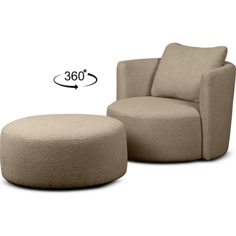 KONSIMO RAGGI Drehsessel Set inkl. Sitzhocker, braun (1/5)