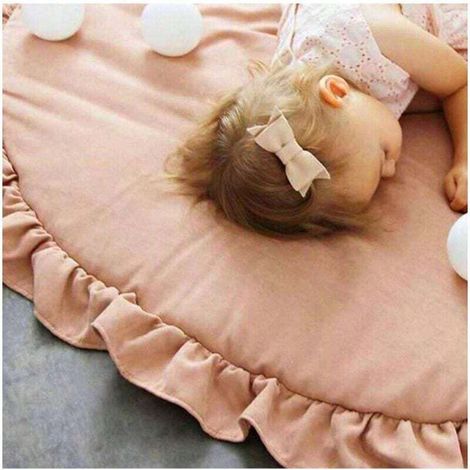 Tapis rond rose pour enfants, 1 pièce, doux, chaud, épais, avec une jolie dentelle, adapté à la décoration de la maison