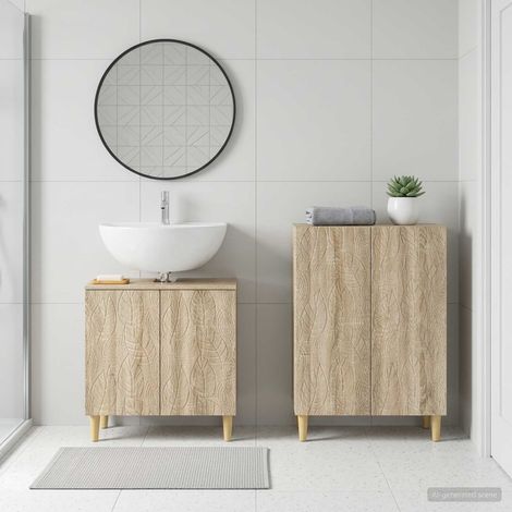 vidaXL 2 Piece Bathroom Cabinet Set DELFT Sonoma Oak Engineered Wood (1/5)