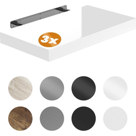 CASARIA® Set of 3 50cmx23cm Floating Shelf Including Bracket Wall Shelving Living Room Kitchen Bedroom Office 38mm Thick Hidden Wall Fixing 15kg Capacity MDF 50cm matt schwarz (de)