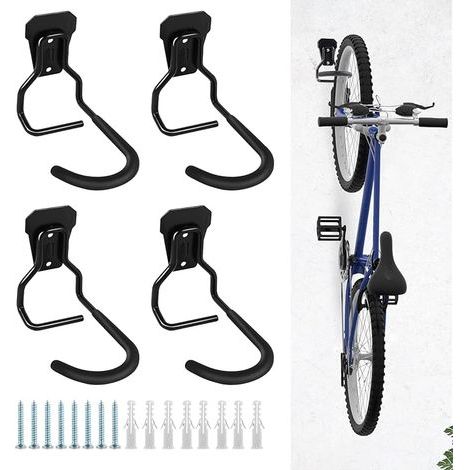 Ensemble de 4 Crochets verticaux, cintres de vélo, Crochets Robustes Support de Porte-vélos Mural, pour Garage,range velo,Support Vertical de Vélo,support velo sol (1/5)
