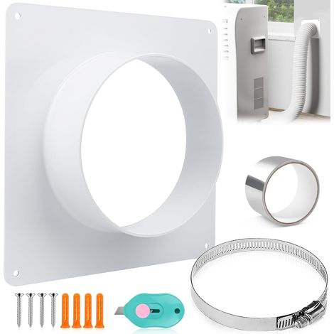 1 Bride de Raccordement 150mm, Plastique ABS, Carrée 215x215mm, Pour Système de Ventilation