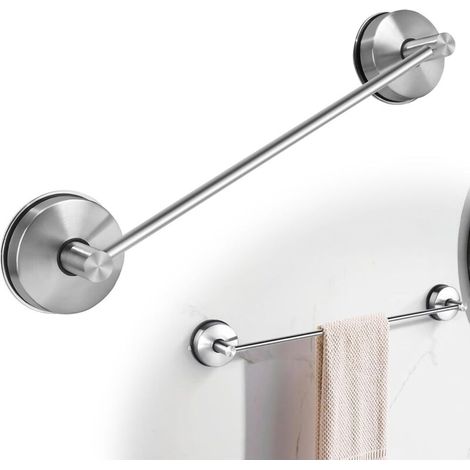 43cm Suction Cup Towel Rail 304 Stainless Steel Suction Cup Hooks No Drilling Required, Vacuum Sealed Bathroom Towel Bar 5KG/PC Load Capacity Silver for Wall Mounting (1/5)