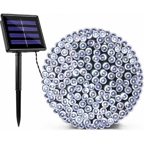 Guirlande Lumineuse LED Solaire Blanche Extérieure, Étanche, 100 LED, 8 Modes, avec Télécommande (1/5)