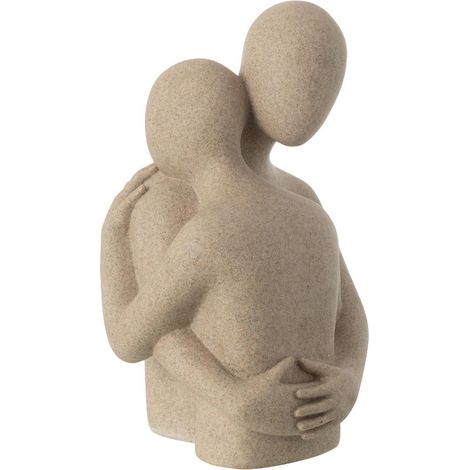 Buste Couple Câlin en Résine "Shawn" 38cm Beige (1/4)