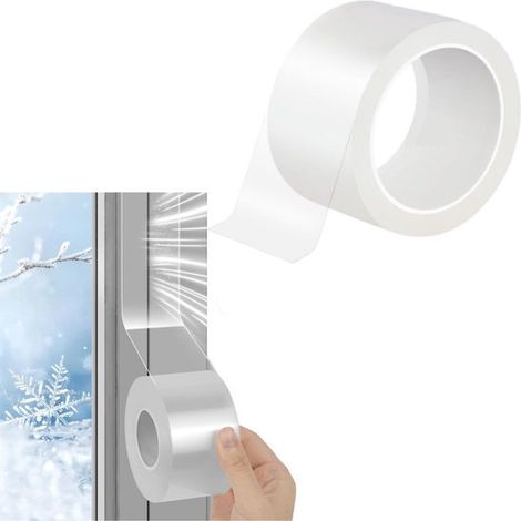 1 rotolo di nastro antivento per finestre, nastro sigillante trasparente per porte e finestre, nastro sigillante per finestre, striscia sigillante autoadesiva, impermeabile (1/5)