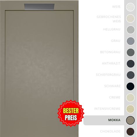 SOULBATH Duschwanne – Harz – Gelcoat – Glatte/Stein-Textur – MOKKA – Rutschfest- 100x90 Extra flach 3 cm – Elegantes Design (1/5)