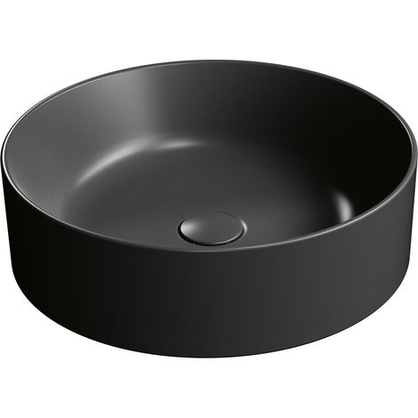 Vasque à poser KUBE X en céramique, diamètre 45 cm, noir mat (1/3)