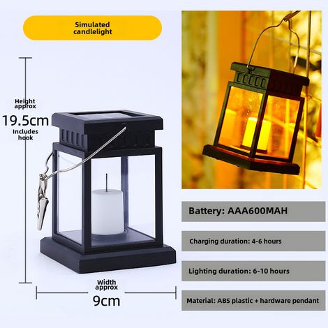 Lanterne solaire transfrontalière, petite lanterne de palais, petite lanterne à vent LED, lampe de jardin, veilleuse, lustre étanche, lanterne à bougie simulée (effet bougie clignotante) (1/5)