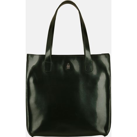 Gilda - Borsa shopper in pelle verniciata verde