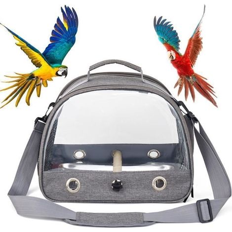 Sac à Dos de Voyage - E-SENIOR - 33x24x26cm - Gris - Pour Petits Animaux - Transport Oiseaux (1/4)