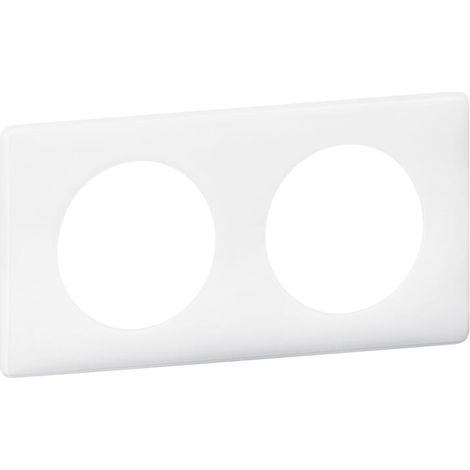 Legrand – Plaque CÉLIANE blanc laqué 2 postes – Fixation à clipser – Pour support universel Batibox – Installation horizontale ou verticale
