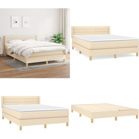 Boxspringbett mit Matratze Creme 140x200 cm Stoff - Boxspringbett - Doppelbett - Cremefarbenes Bett - Bettenrahmen - Lattenrost - Home & Living (1/5)