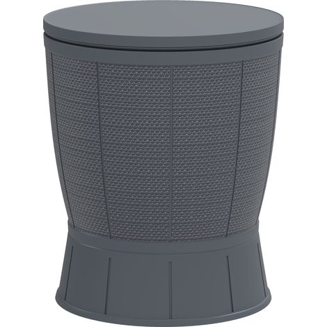Table à glacière 3 en 1 cocktail avec eau à glace plateau télescope jardin Ø 49 x 58-84 cm gris