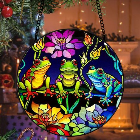Attrape-soleil vitrail oiseau 9 cm décoration fenêtre suspendue animal coloré cadeau femme maison (1/5)