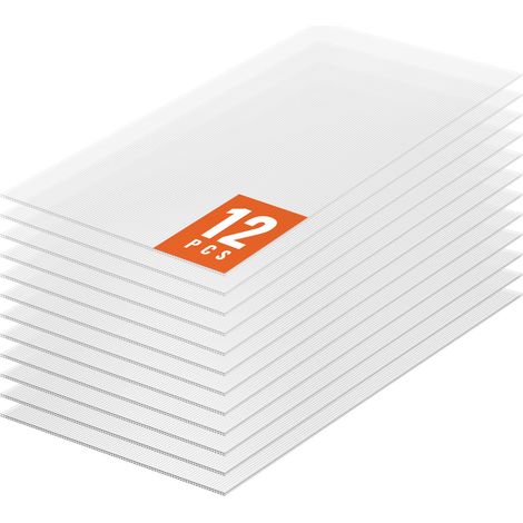 VEVOR Pannelli per Serre in Policarbonato per Tetti 12 Pezzi, 1210 x 605 x 6 mm, Coperture in Plastica Ondulata Impermeabile e Protetta dai Raggi UV, Lastre Trasparenti per Coperture Urti per Serre