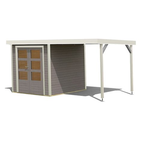 GH Jupiter D wgrau 213x217x211 mit Anbaudach 240cm metal weiß