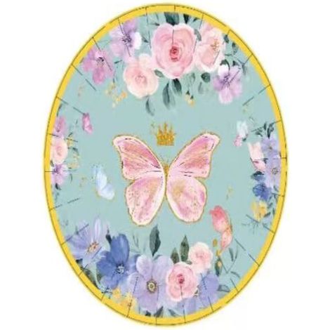 Service de table papillon couronne, assiettes gobelets serviettes pailles jetables pour 25 invités (fond vert) (1/5)