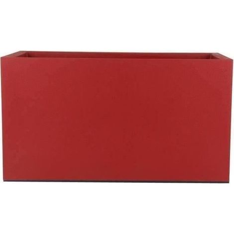 Jardinière rectangulaire 59x29,5x33,5 cm – Double parois en polypropylene – Système de rétention d'eau – Capacité 33 L – Rouge – Riviera
