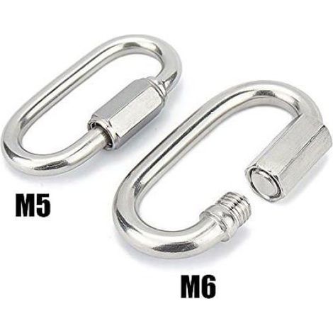 Lot de 4 Maillon rapide,Acier inoxydable 304,Forme D,M6,Camping Randonnée (1/5)