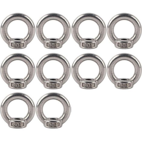 Lot de 10 écrous à œillet de levage en acier inoxydable, forme annulaire, pour machines forestières M8 (1/5)