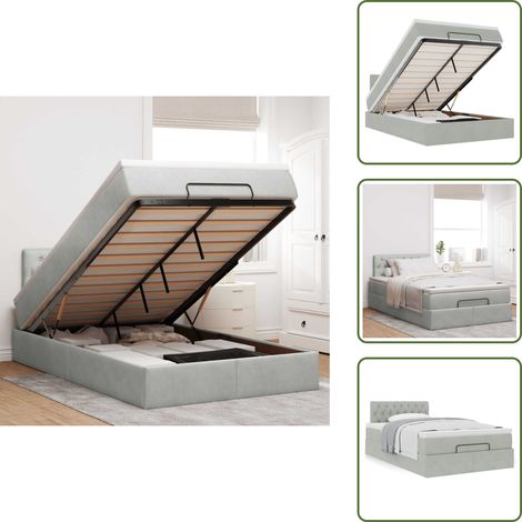 Letto con testiera - vidaXL Struttura Letto Pouf con Materasso 120x200 cm Velluto - Materasso morbido
