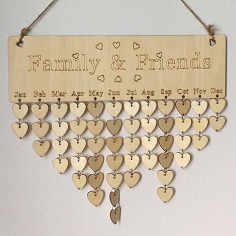 Calendrier En Bois Pour Rappel Des Anniversaires De La Famille Et Des Amis Avec Étiquettes Décoratif Pour Maison (1/4)