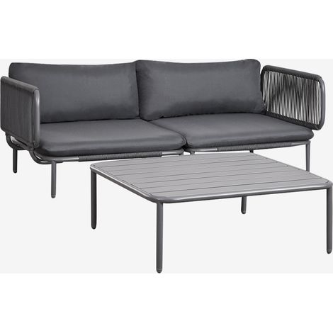 Set da giardino con divano componibile in 2 pezzi con 2 poltrone angolari e tavolino Roubly SKLUM            