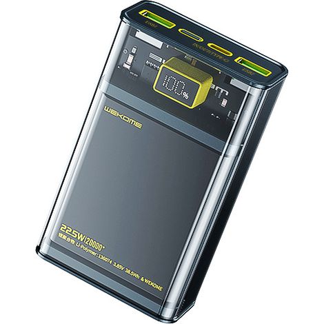 Wekome WP-321 Serie Vanguard - Batería externa de 20000 mAh con carga rápida PD de 20 W + QC de 22,5 W (Negro/Transparente) (1/5)