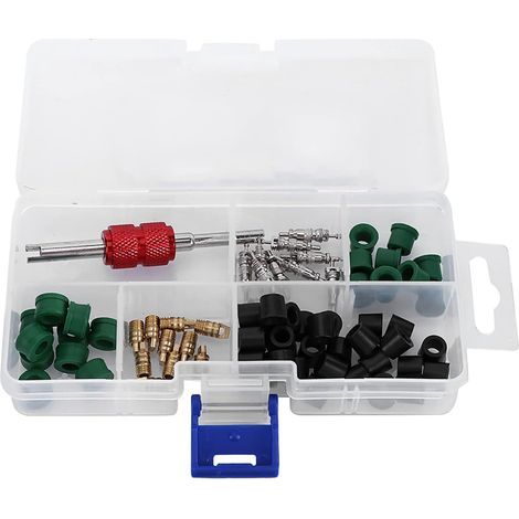 Kit de réparation de climatisation (71 pièces) : 10 obus de vanne, 50 joints de tuyau et 10 vannes (1/5)