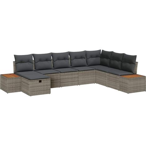 Garden Sofa Set with Cushion with Storage Grey Poly Rattan vidaXL