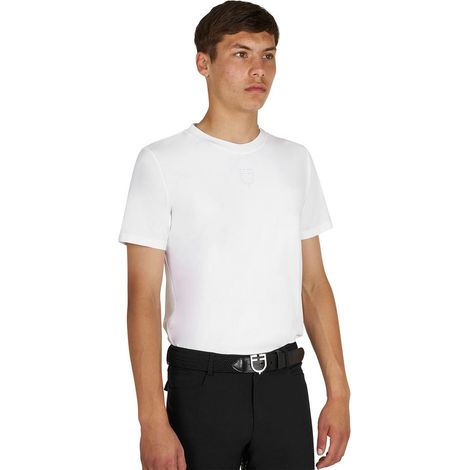 XXL, Bianco: T-shirt per uomo in tessuto tecnico traspirante con microfori e logo centrale (1/5)