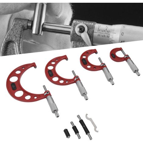 Kit de micromètre extérieur 0-4" avec micromètre à vis (jeu de 4 pièces) pour la mesure mécanique du diamètre extérieur (1/5)