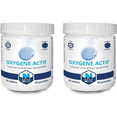 Netspa – Pack de 2 traitements à l'oxygène actif – 40 pastilles de 20g – Pour spa – Élimination des impuretés et désinfection