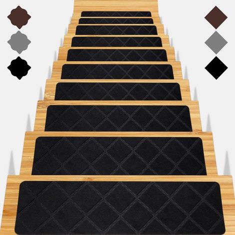 Treppenmatten für Stufen 15 Stück 20 x 75 cm rutschfeste Teppichstufen für den Innenbereich sicher für Kinder Senioren und Haustiere (1/5)