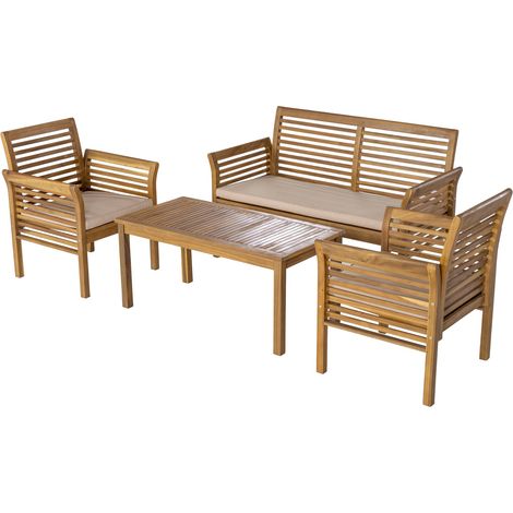 Set di mobili da giardino 4 pezzi in legno di acacia beige naturale 030010529