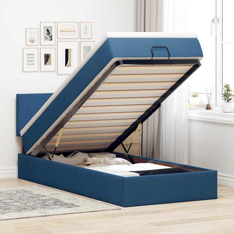 vidaXL Lit ottoman avec matelas et LED Bleu 100x200 cm Tissu (1/5)