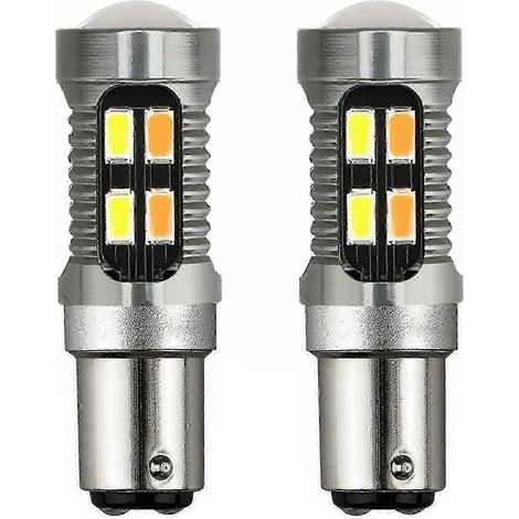 2 ampoules LED bicolores 1157 BAY15D P21/5W 5630 20SMD Canbus pour feu stop, feu de recul et clignotant blanc/ambre A (1/5)